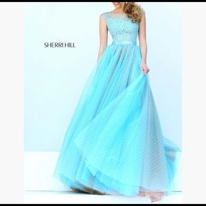 Sherri Hill Prom gown. Size 2. Light blue with AB stones. Style 11230